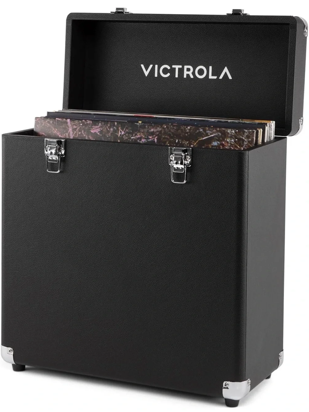 Black Vinyl Record Storage Case - Sturdy LP Organizer